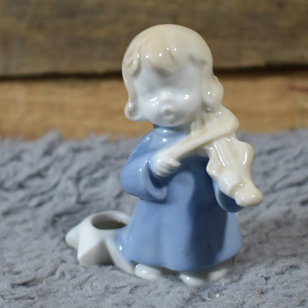 Vintage Biedermann Girl Playing Violin Candle Holder
